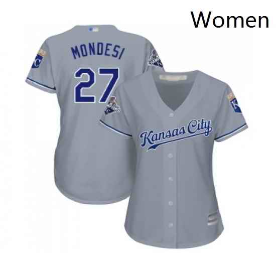 Womens Kansas City Royals 27 Adalberto Mondesi Replica Grey Road Cool Base Baseball Jersey